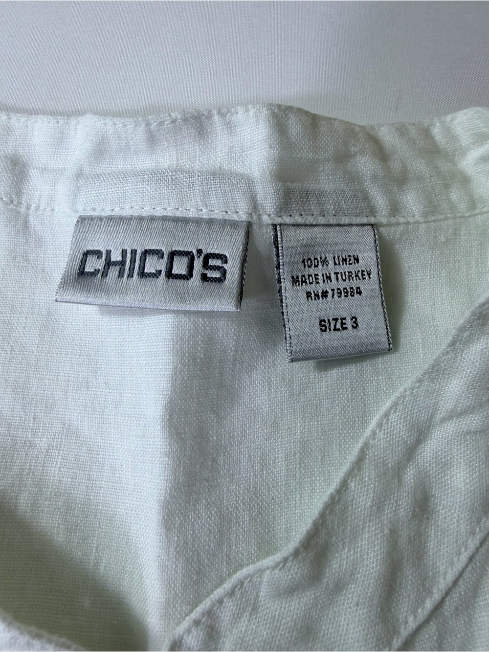 Chico's White 100% Linen Casual Button-Down Shirt Size 3 Women’s XL 16 - Picture 3 of 11